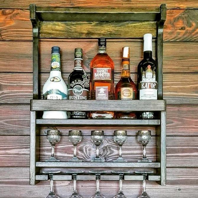 Полиця для вина настінна з дерева Котцунагі Олива (ПНК-025817)