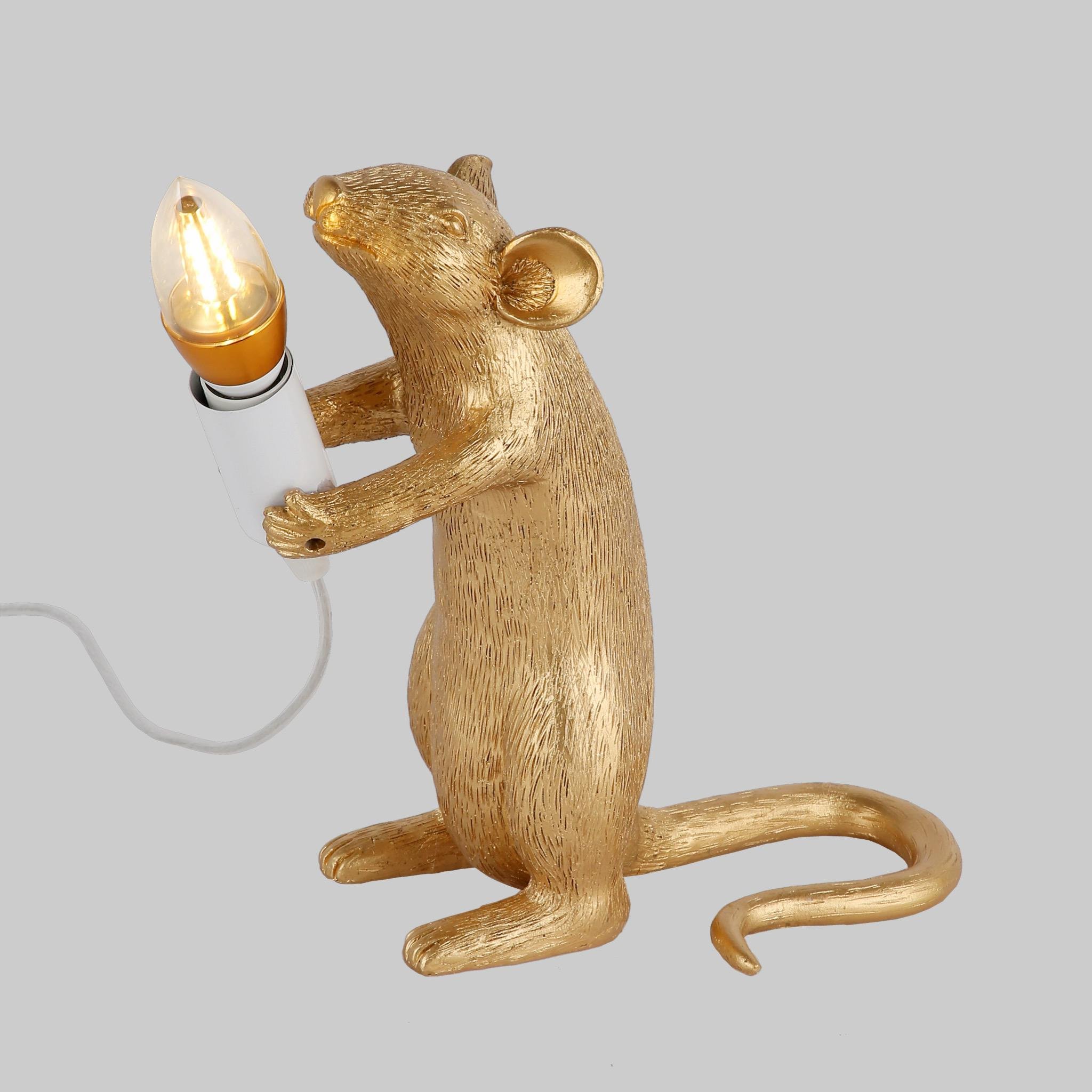 Лампа настільна Mouse у вигляді мишки що стоїть Золотий