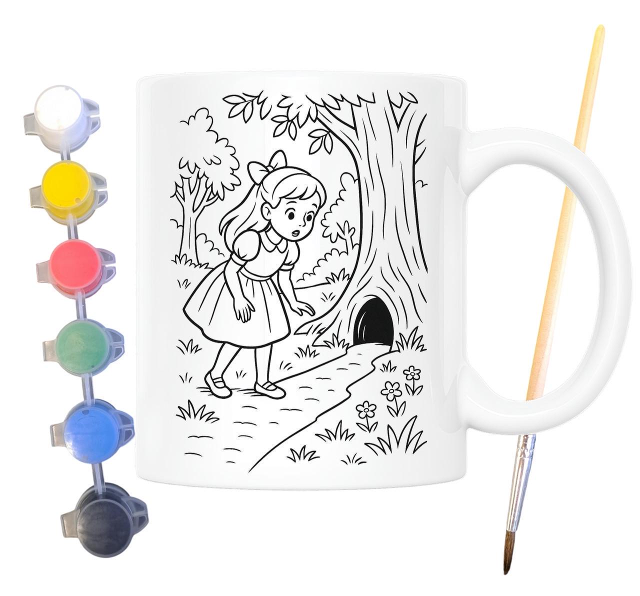 Набір для творчості кружка розмальовка за мотивами Аліса в Країні Чудес Льюїс Керрол 330 мл Білий (КР0195) - фото 2