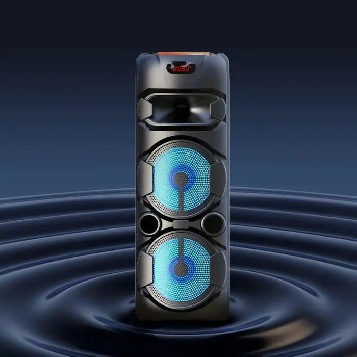 Колонка акустична акумуляторна без дротовим мікрофоном та пультом з ручкою та на колесах 80х27,5х27,5 см - фото 2