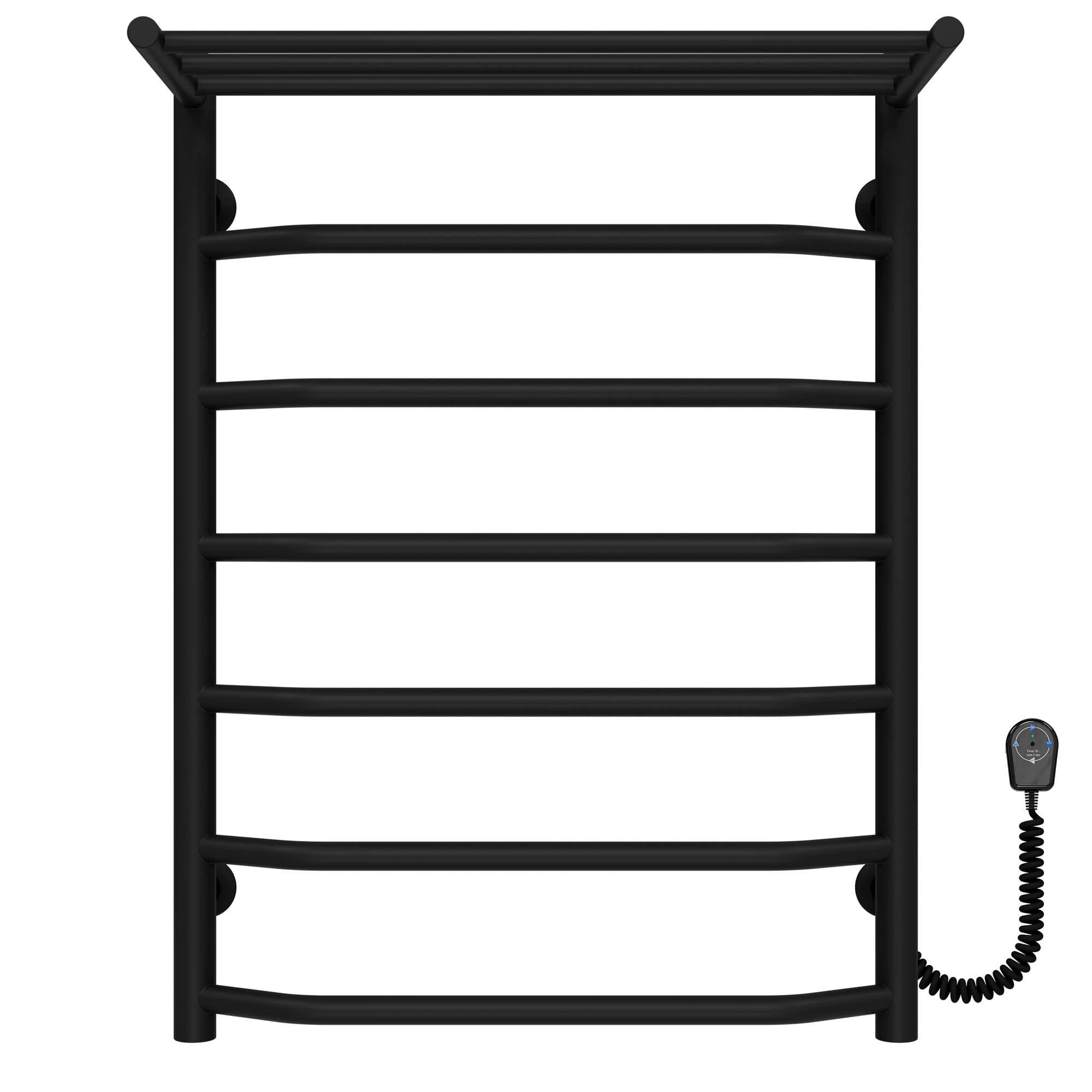 Рушникосушарка електрична з полицею Deffi Трапеція П7 EF16 праве підключення нержавіюча сталь 500х700 мм Чорний (C.TP.70.50.5.E.B.R.5)