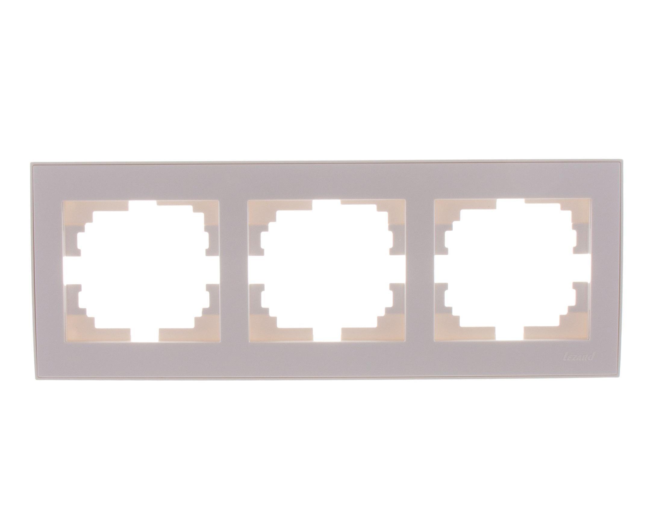 Рамка трехместная горизонтальная Rain Жемчужный белый (703-3030-148)