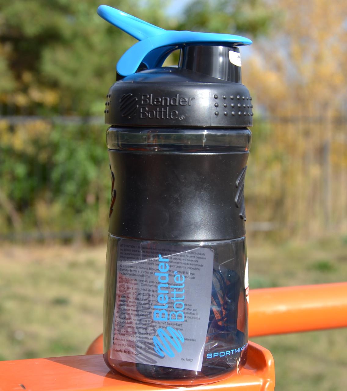 Шейкер спортивный Blender Bottle SportMixer Flip 590 ml Black/Cyan (18067465) - фото 4