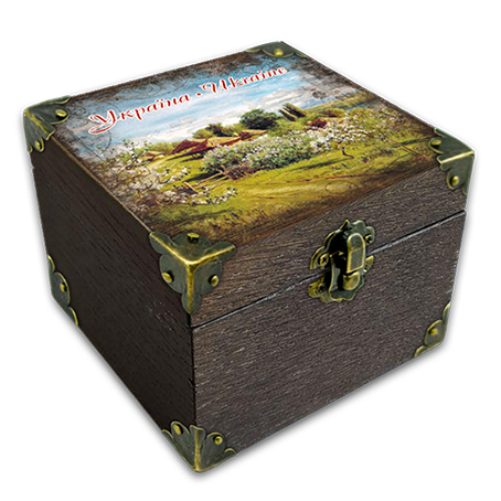 Шкатулка эко декоративная Украина Хутор с яблоневым цветом 10х10 см Коричневый (укш03к10х10)