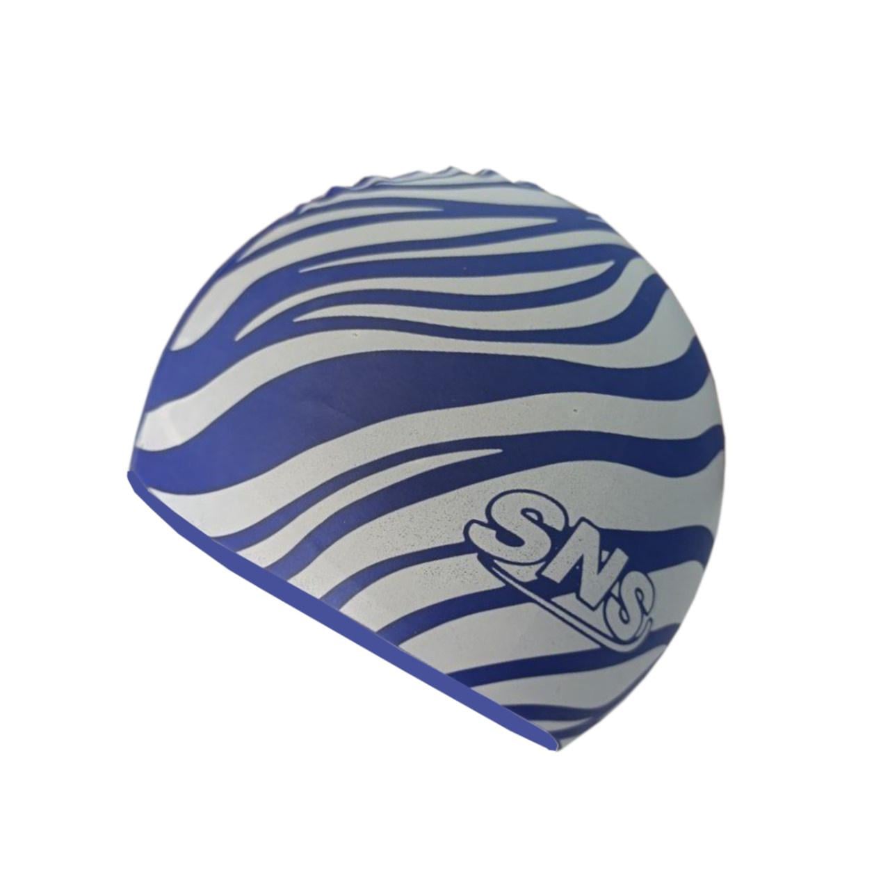 Шапочка для плавання силіконова SNS Zebra Blue/White (28269BW)