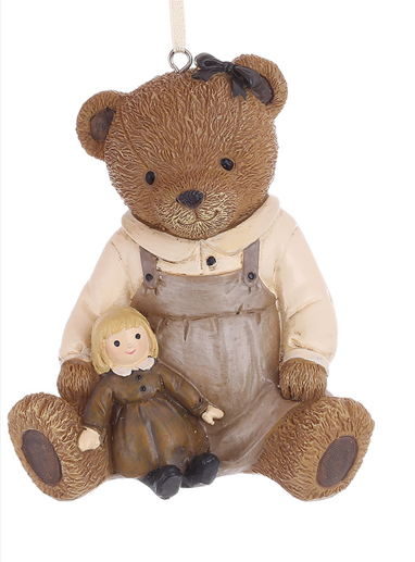 Подвеска новогодняя декоративная BonaDi Мишка девочка 11 см Коричневый (894-004)