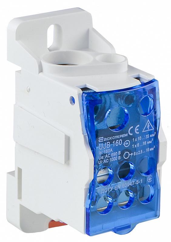 Блок распределительный АСКО-УКРЕМ UJB-160 160А вход 1х16 1х70 мм2 выход 6х16 мм2 на DIN-рейку (A0130010137)