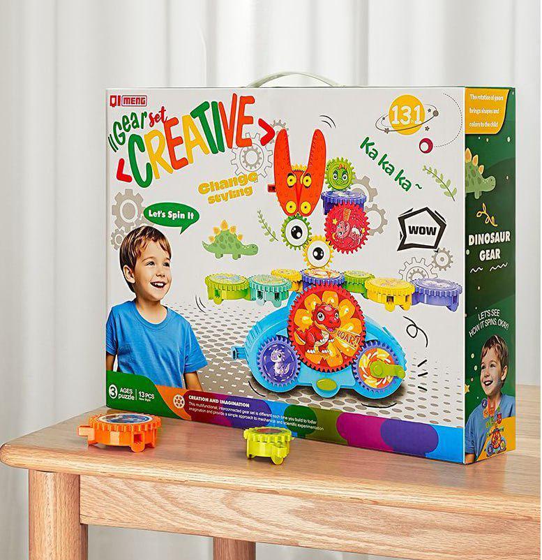 Конструктор дитячий Creative Dinosaur Gear електромеханічний 13 деталей (29610659) - фото 4 Конструктор дитячий Creative Dinosaur Gear електромеханічний 13 деталей (29610659) - фото 4