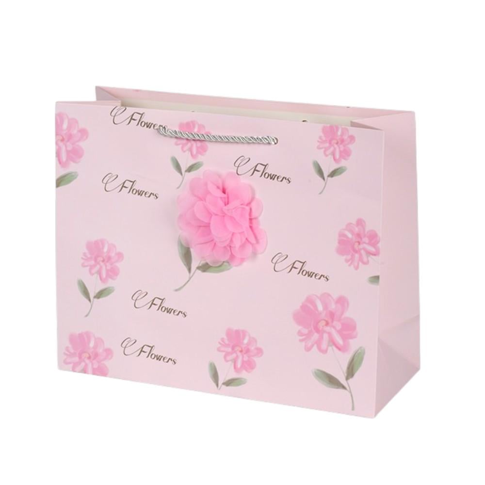 Подарунковий пакет Flowers R40878-M 20х25,5х9,5 см Рожевий (34965063)