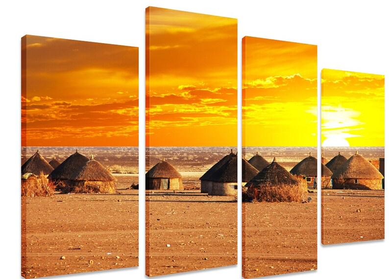 Модульна картина KIL Art Бунгало на березі океану на холсті з чотирьох частин 129x90 см (M4_L_305)