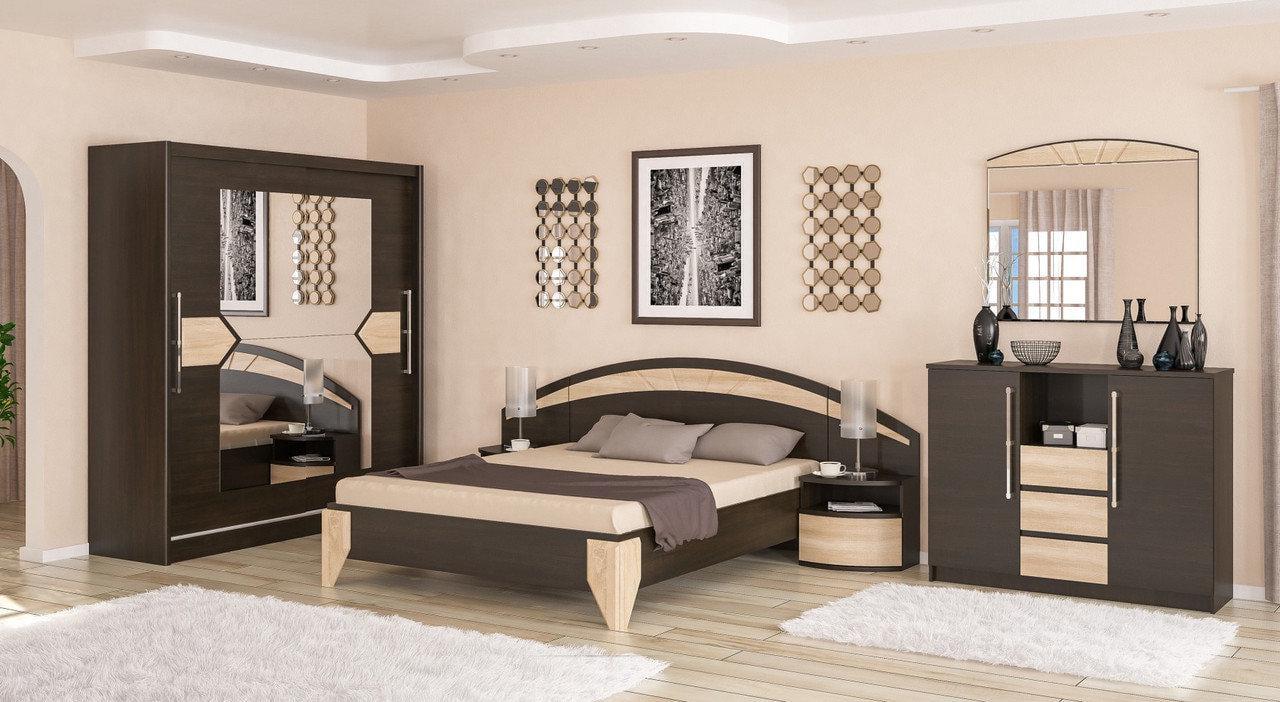 Шафа-купе з двома дверима Меблі-Сервіс Аляска 2 дзеркала ДСП Венге темний МДФ Дуб самоа - фото 3