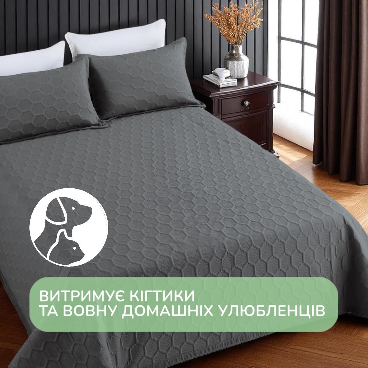 Покрывало хлопковое стеганое и 2 наволочки Koloco евро 220х240 см Графитовый (41694) - фото 4 Покрывало хлопковое стеганое и 2 наволочки Koloco евро 220х240 см Графитовый (41694) - фото 4