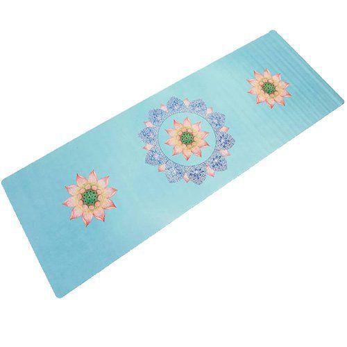 Килимок для йоги FI-5663 Блакитний з квітковим принтом (56429049)