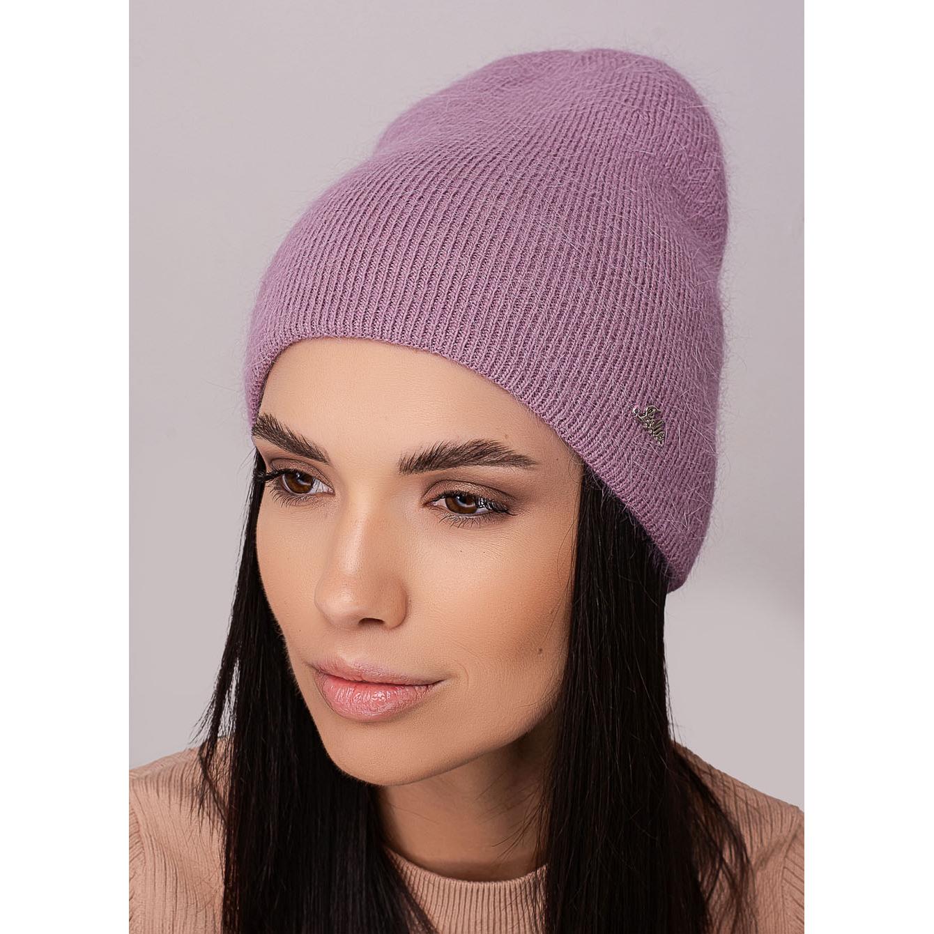 Шапка женская зимняя Leks СЕТКА ангоровая двойная без отворота one size Лиловый (273032) - фото 1