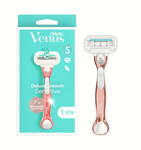 Станок для гоління жіночий Venus Deluxe Smooth Sensitive Rosegold Metal + 1 касета (12693756) - фото 1