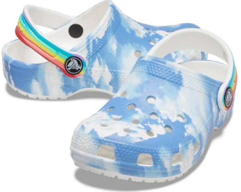 Сабо дитячі для дівчинки Crocs Child Kids' Classic Graphic Clog White Rainbow р. 23/24 Білий (18549)