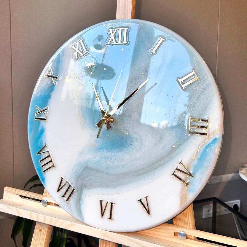 Часы настенные круглые из эпоксидной смолы EPOXY M142 50x50 см