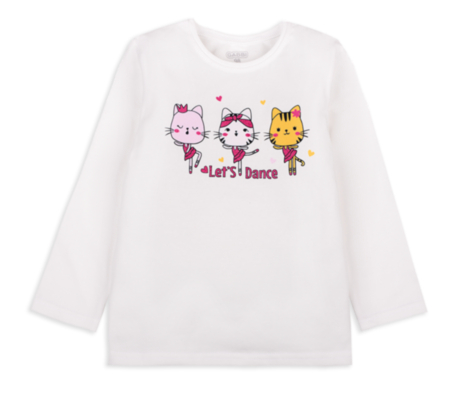 Футболка дитяча бавовняна з довгим рукавом для дівчинки Gabbi FT-20-1-2 110 см Білий (12011)
