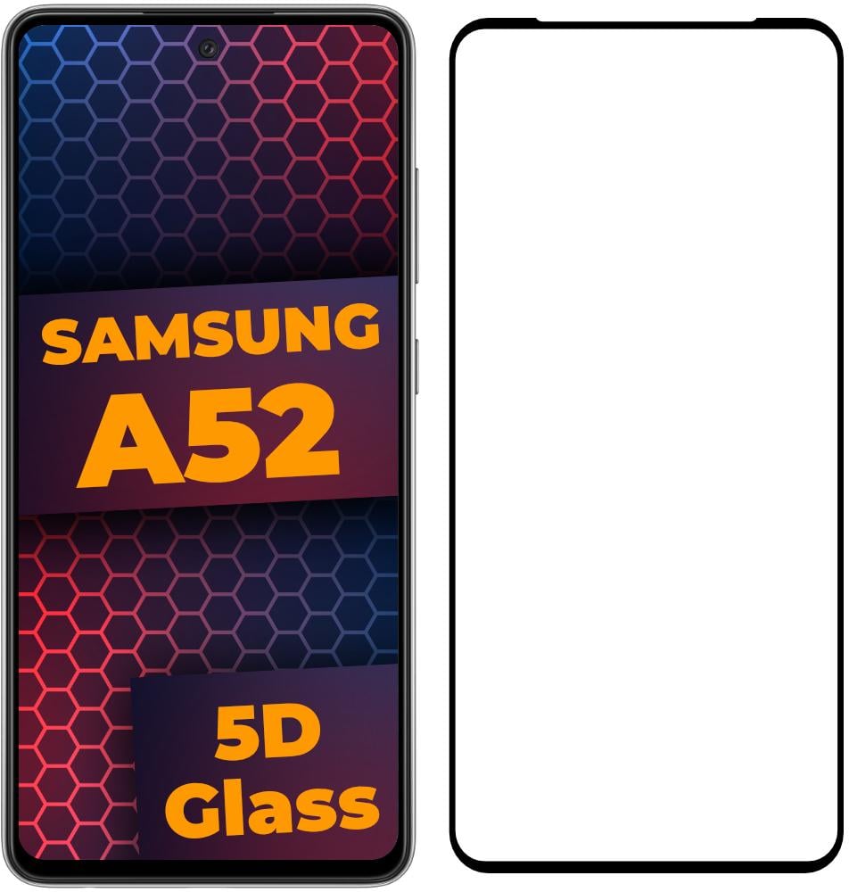 Стекло 5D Samsung Galaxy A52 A525 защитное Full Glue Black (20385)