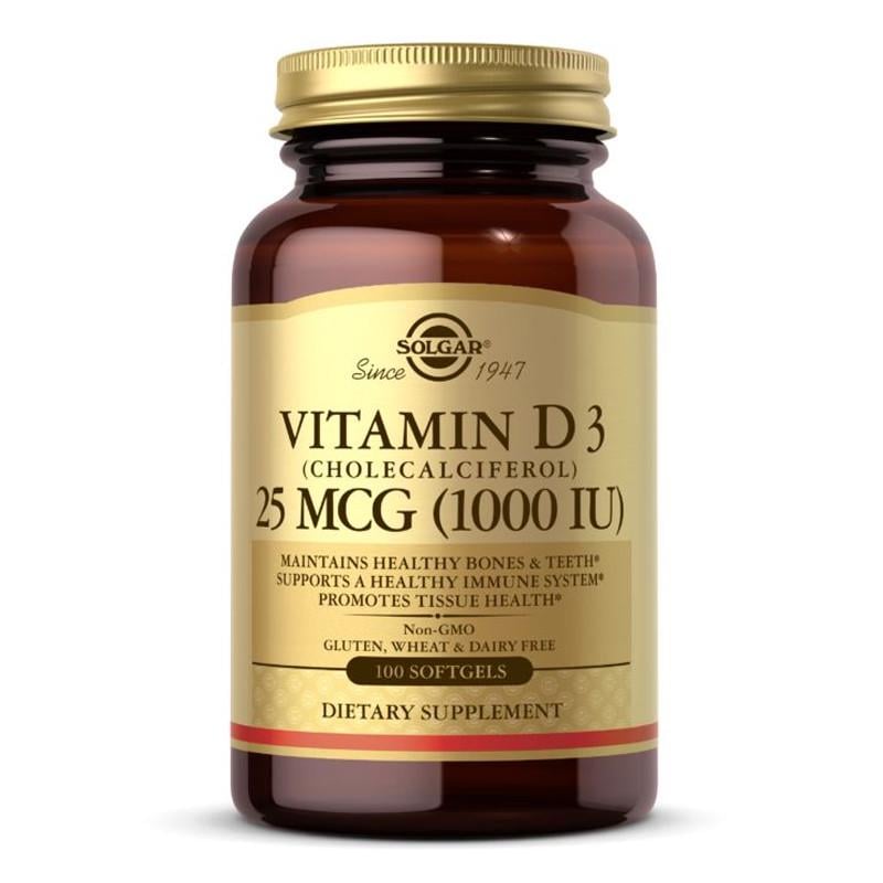 Вітамін D3 Solgar Vitamin D3 25 mcg 1000 IU 100 капс. (11041-01)