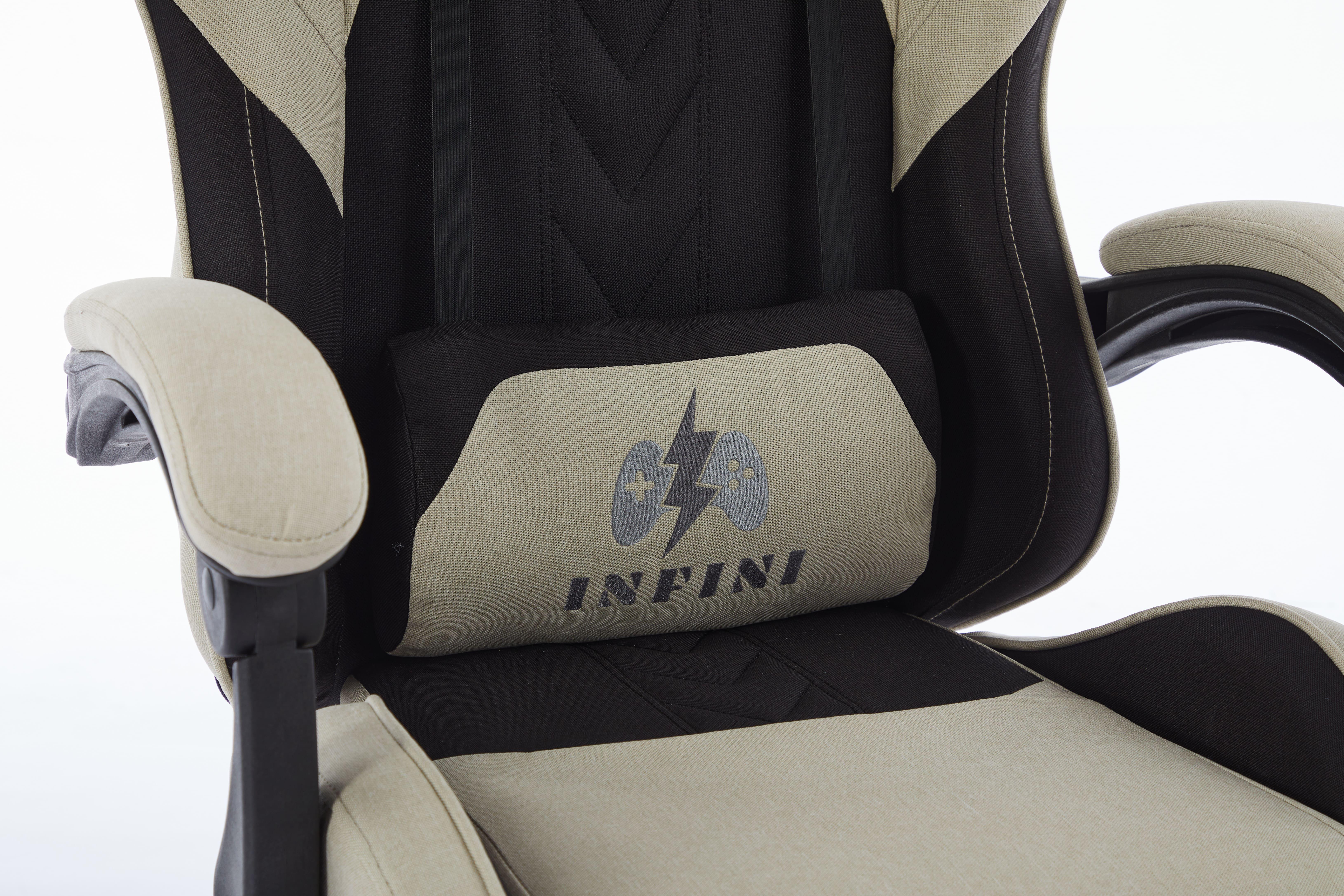 Комп'ютерне крісло з тканини INFINI ThrustX Бежевий/Чорний (23505655) - фото 10