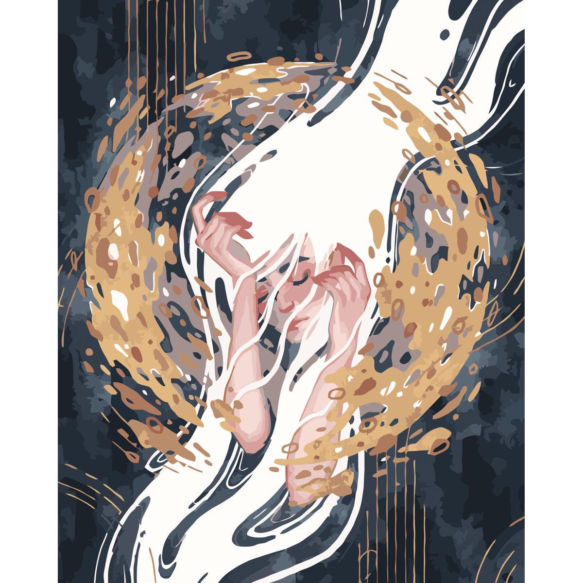 Картина по номерам Strateg Премиум Девушка в думах с лаком 40х50 см (VA-3420)