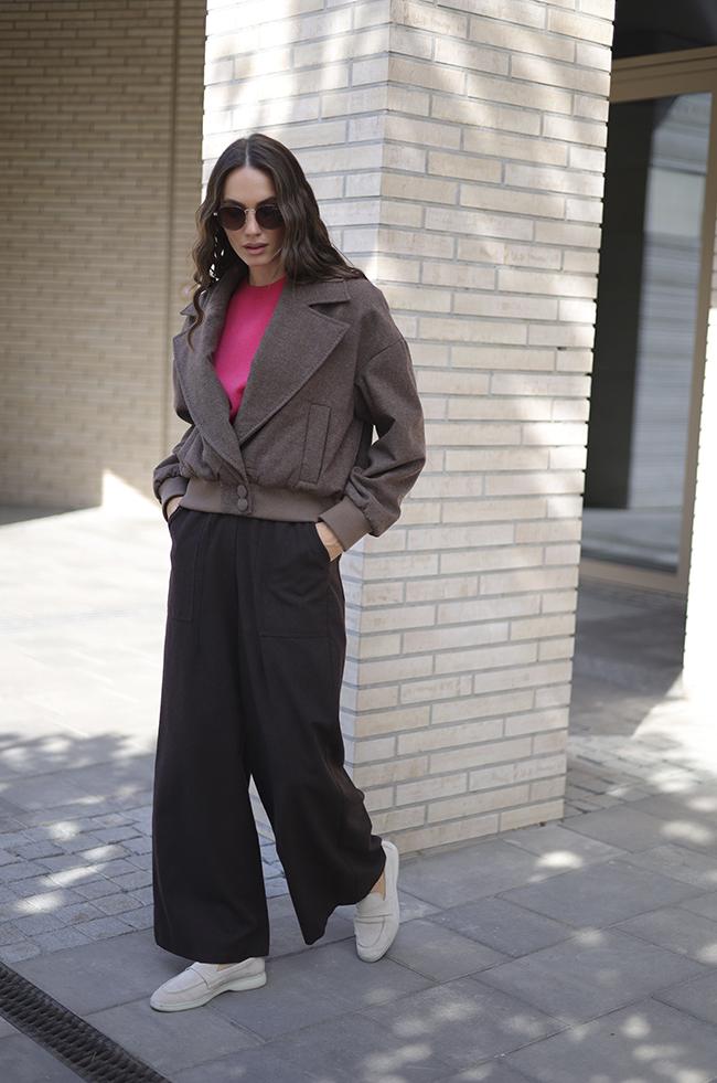 Куртка-бомбер Lipar укорочена вовняна р. 50 Мокко (0567) - фото 2 Куртка-бомбер Lipar укорочена вовняна р. 50 Мокко (0567) - фото 2