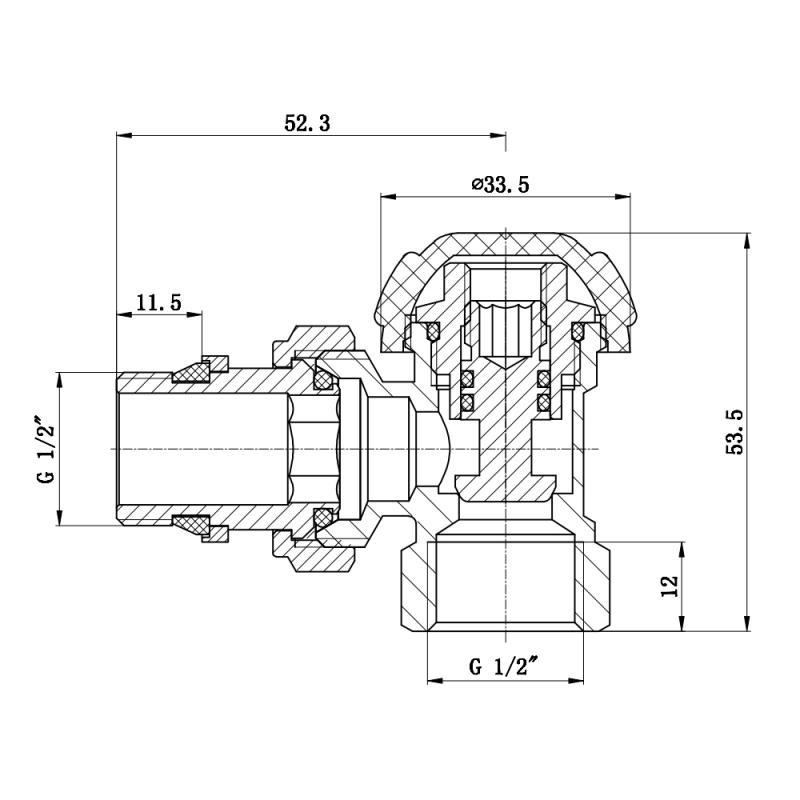 Кран радіаторний SD Forte Powerful SF233W15 1/2" кутовий без ручки з антипротіканням (VD00021138) - фото 2