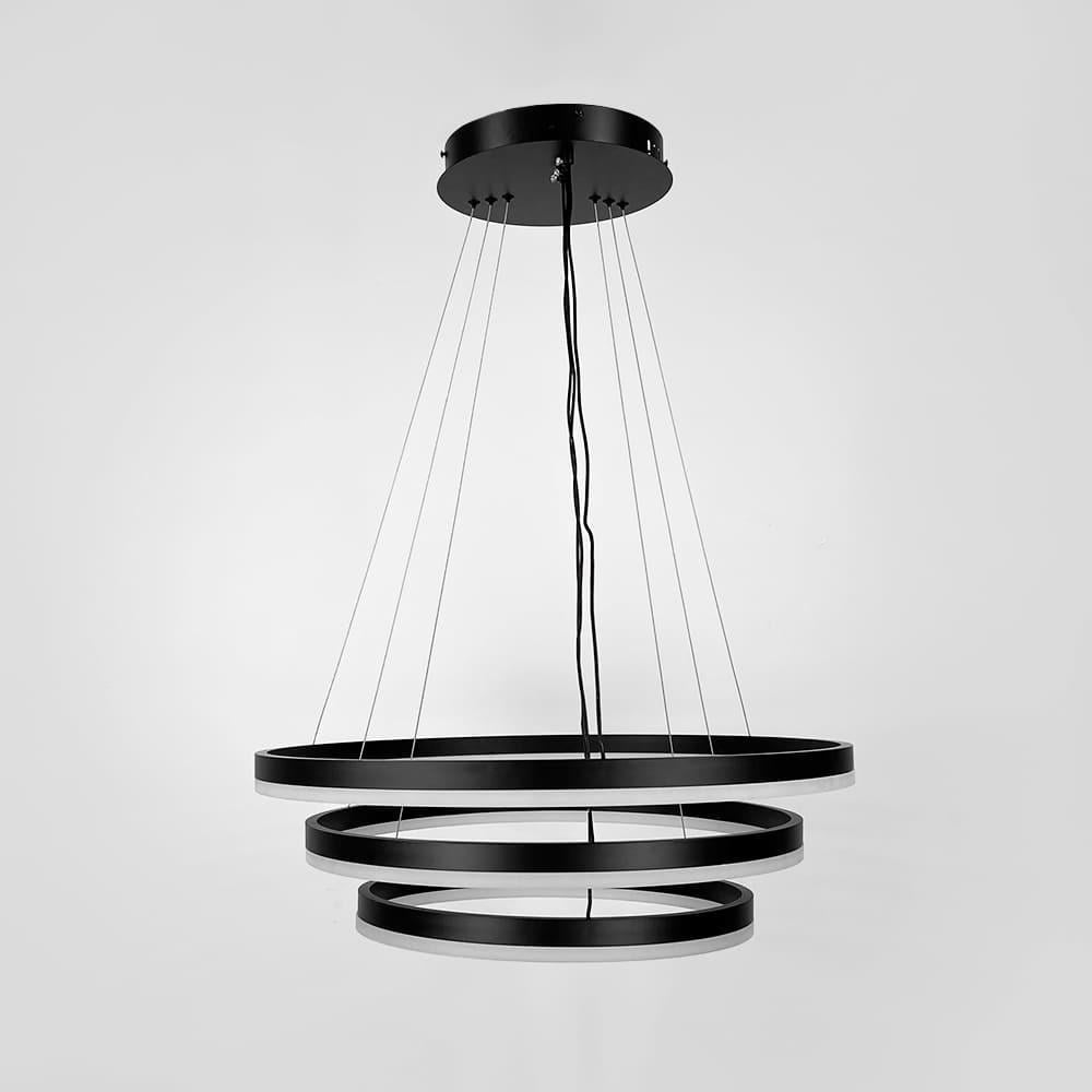 Люстра LED на три кільця 60/50/40 см Чорний (G68-600/500/400 BK)