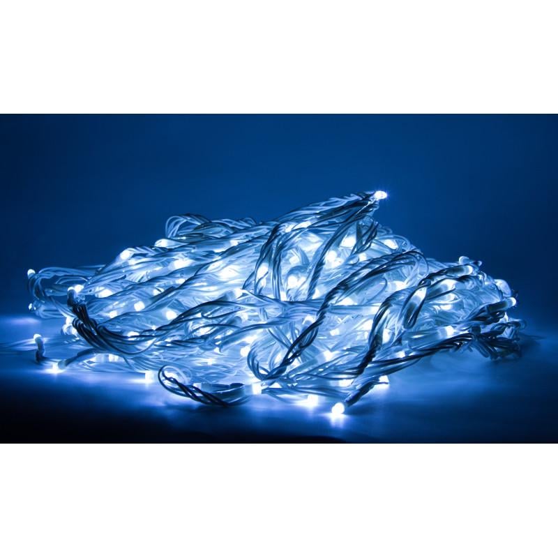 Гирлянда занавес дождь 1,5x1,5 м 240LED 8 режимов холодный белый IP44 (650163)