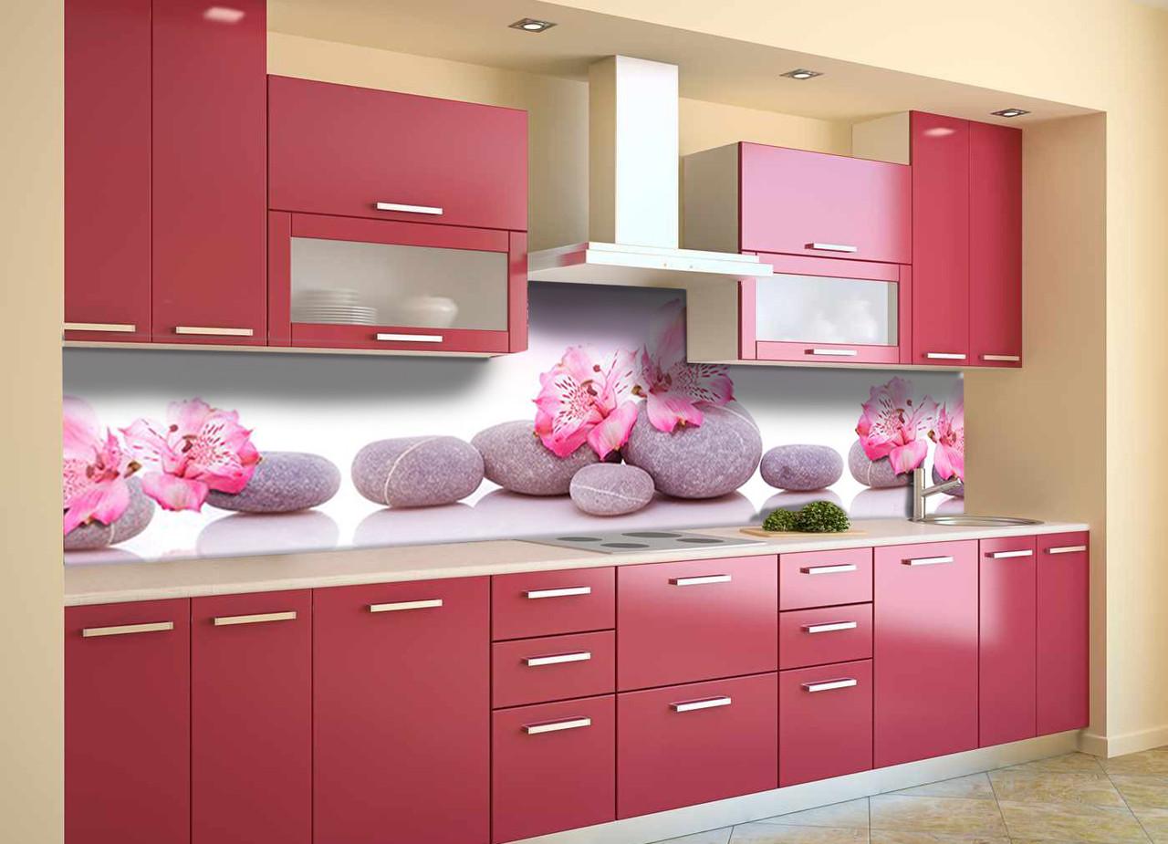 Кухонный фартук Серые камни из самоклеющейся виниловой пленки 65х250 см Белый