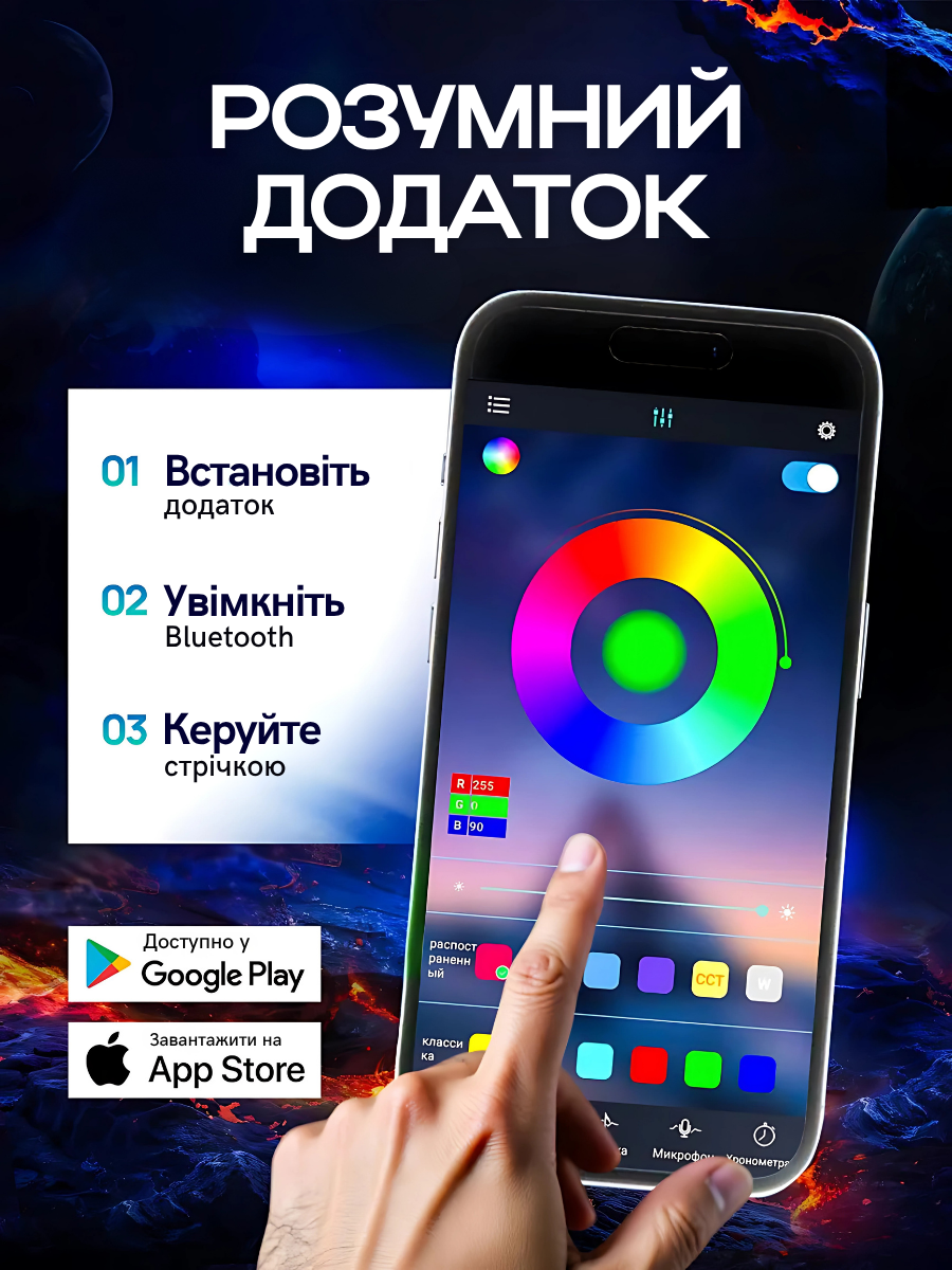 Смарт-стрічка RGB 5050 розумна вологозахищена світлодіодна 5 м (1642786810) - фото 4 Смарт-стрічка RGB 5050 розумна вологозахищена світлодіодна 5 м (1642786810) - фото 4