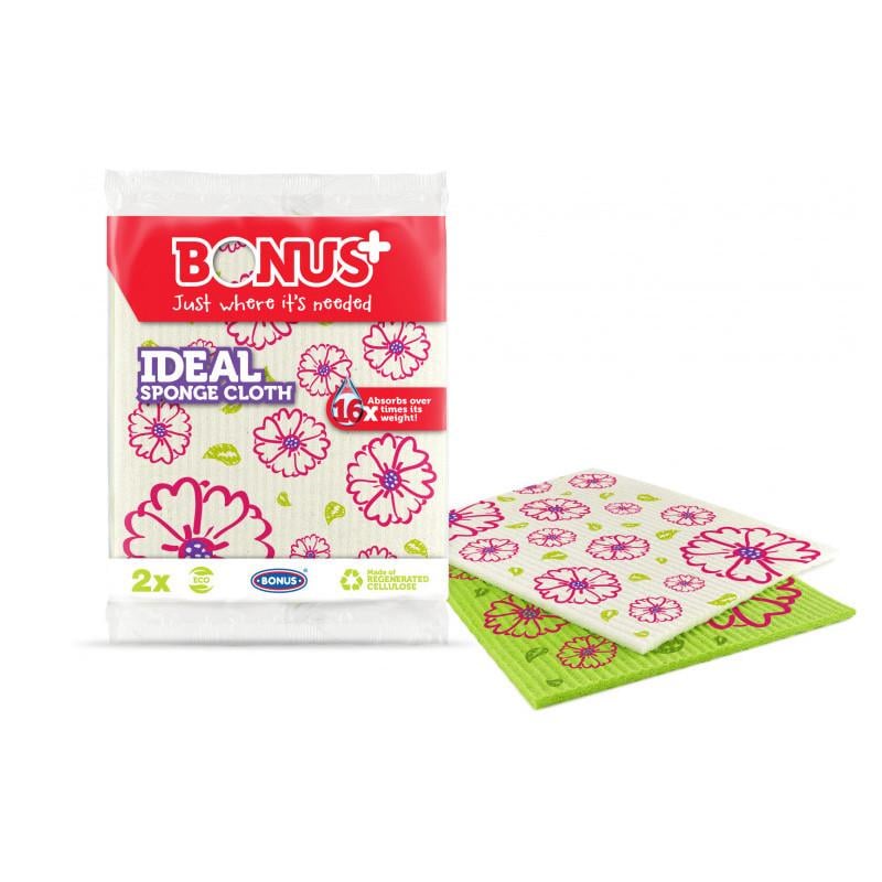 Салфетка влагопоглощающая Bonus Ideal Sponge Cloth Цветы 18х18 см 2 шт.