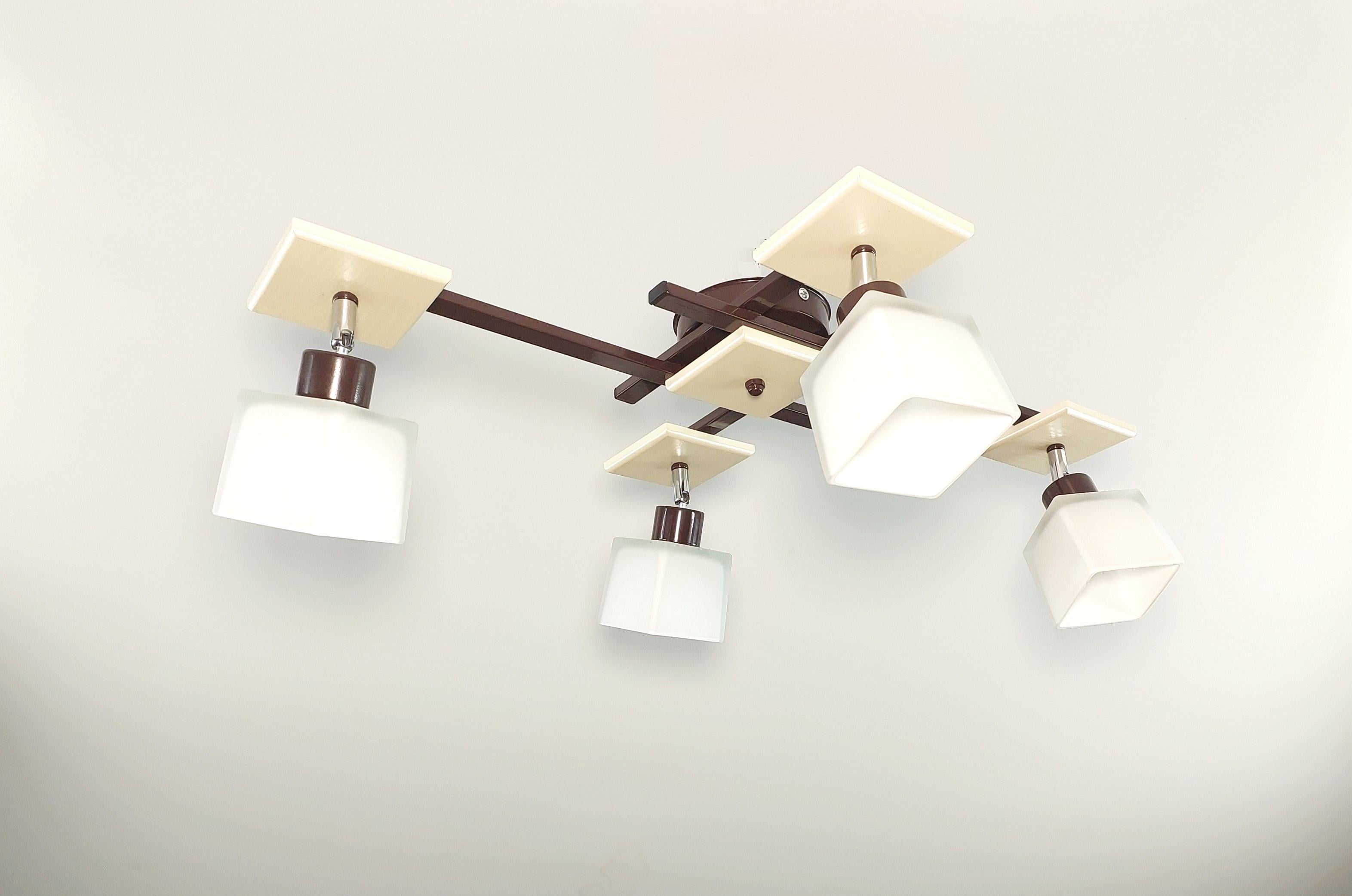 Люстра потолочная Оскар/2+2 на 4 поворотных плафона Коричневый/Бежевый