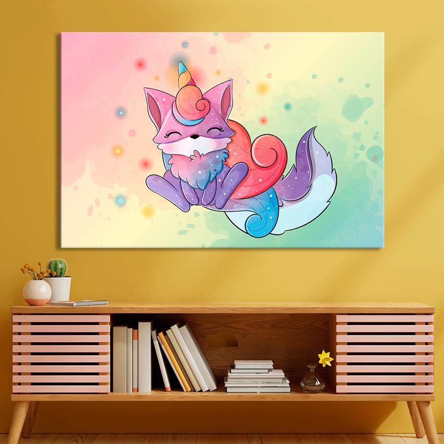 Картина в детскую комнату Волшебная радужная лиса 120x80 см (A1408-1)