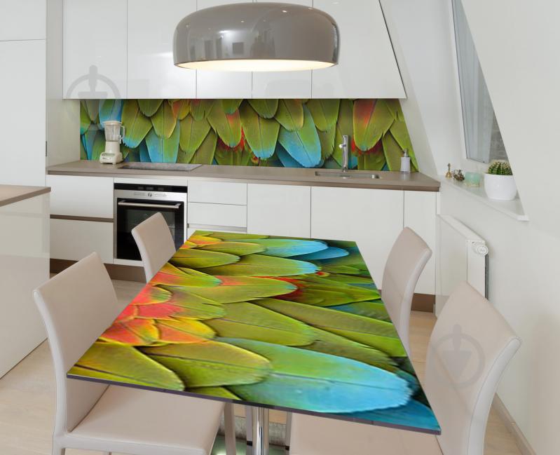 Наклейка 3Д виниловая на стол Zatarga «Радужные перья» 600х1200 мм для домов, квартир, столов, кофейн, кафе