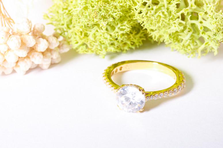 Каблучка жіноча золота з фіанітами р. 14 (2018847044) - фото 4