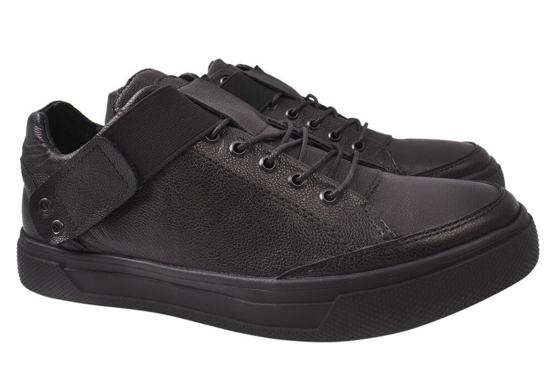 Кеды мужские Visazh из кожи на низком ходу на шнуровке р. 41 Черный (196-21DTC)