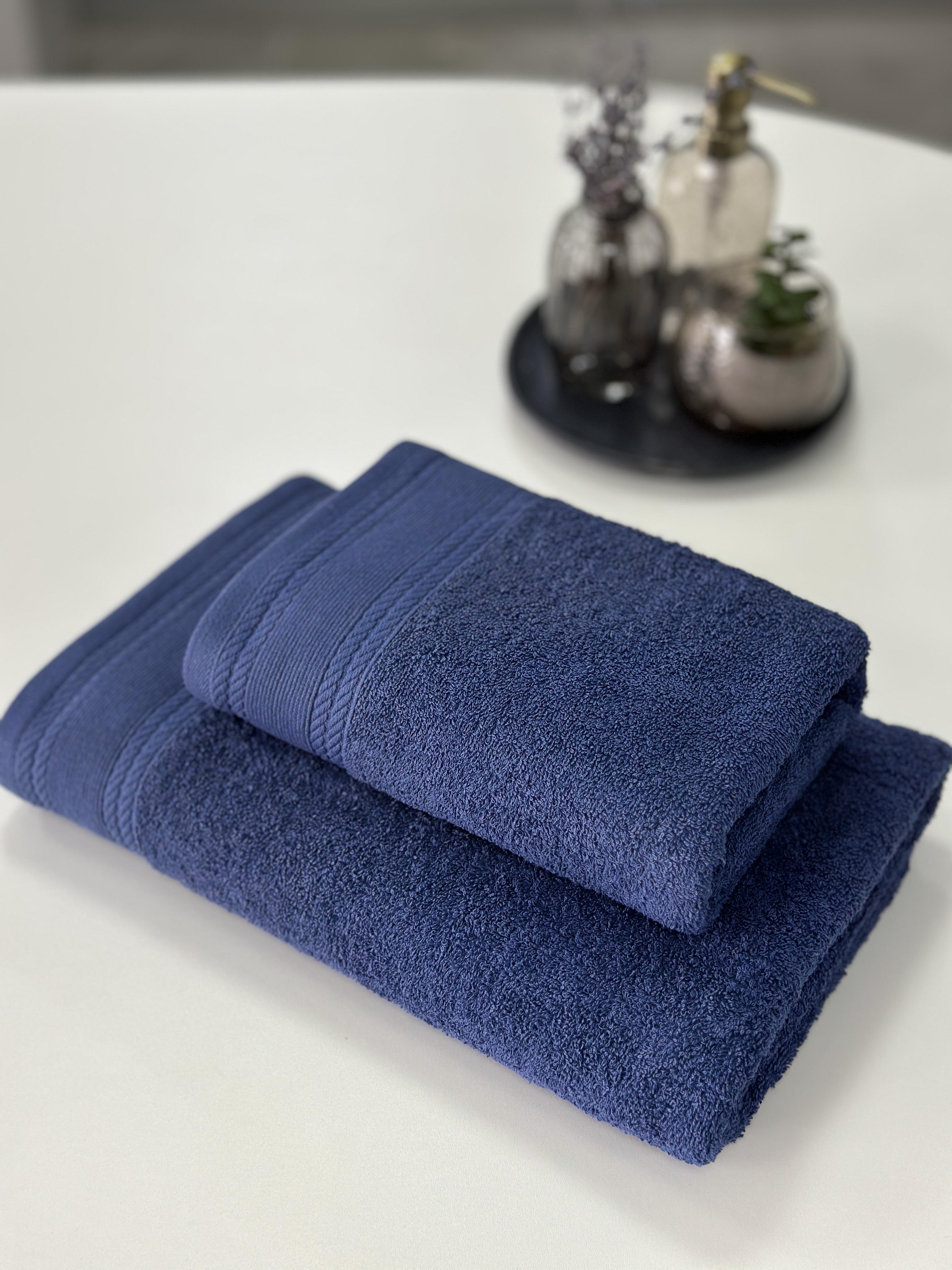 Комплект махровых полотенец Легкий бриз 450 г/м2 100% хлопок 50х90/70х140 см Синий - фото 5