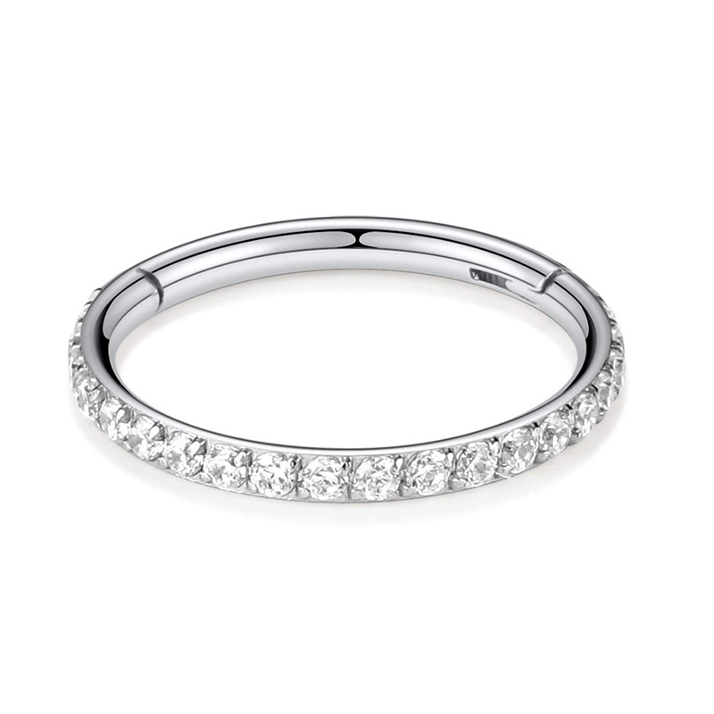 Кольцо-кликер для пирсинга из стали/с камнями 6 мм Серебристый (9013)