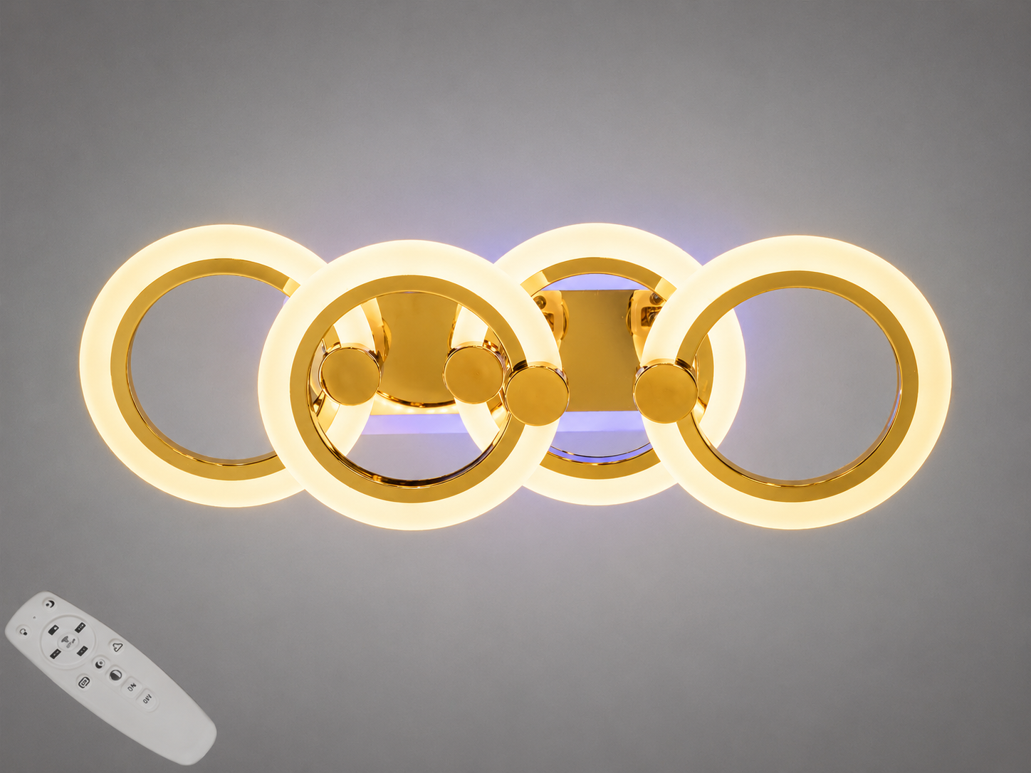 Люстра LED стельова Diasha пульт 50W HA8022/2/2G 3col dim Золотий