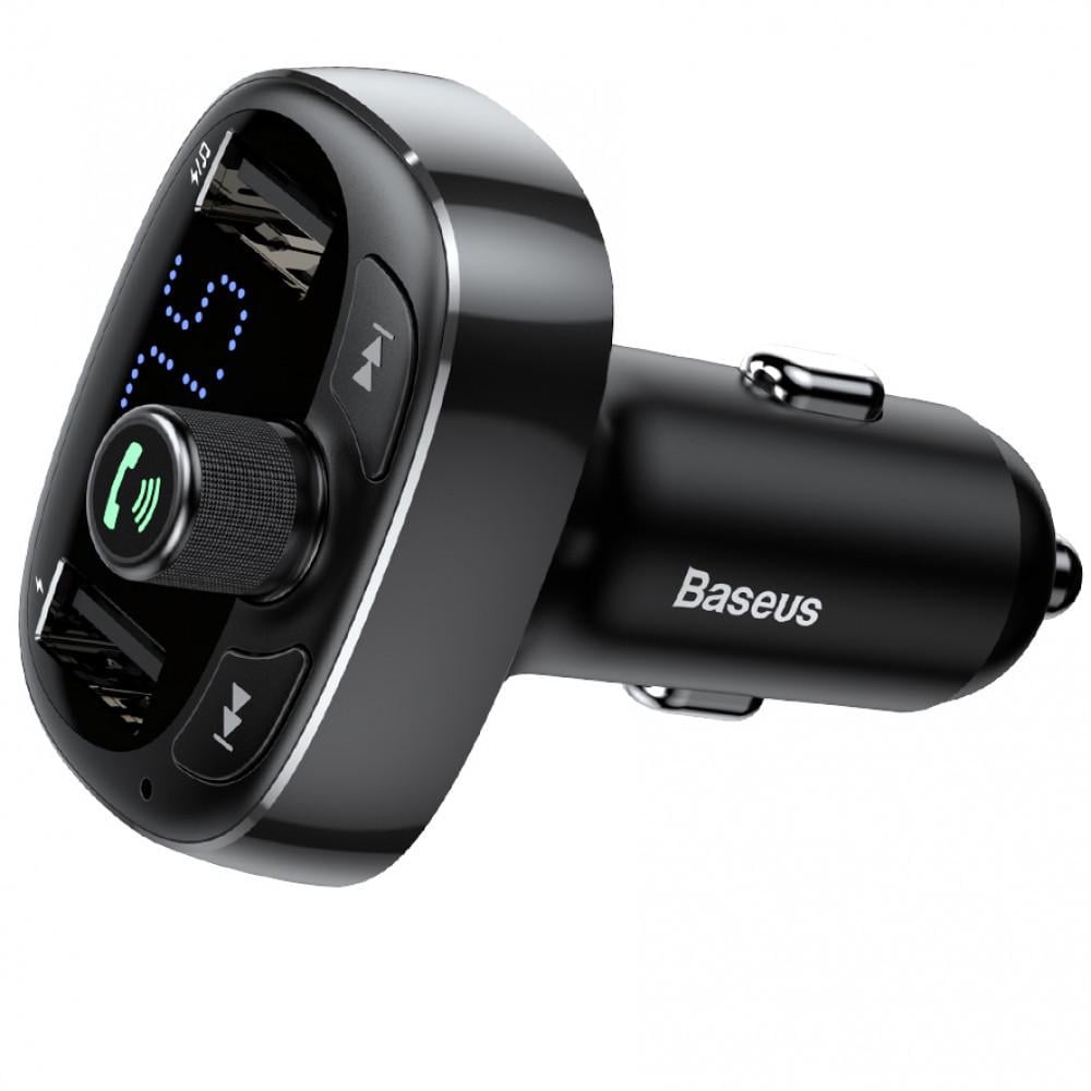 Автомобільний зарядний пристрій з відтворенням музики Baseus Bluetooth FM Launcher 2.4 A 2USB, Black