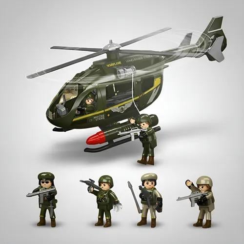 Вертолет военный QL888-82 подвижные детали 39х25х12 см