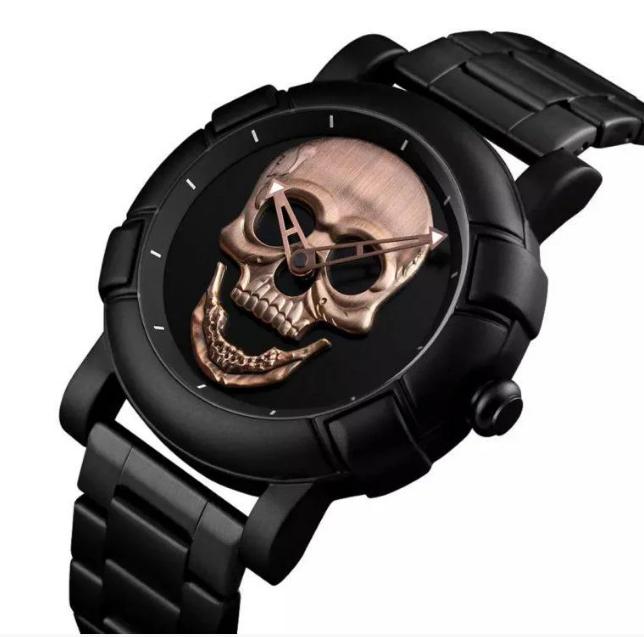 Часы Skmei Skull 9178 с черепом Black/Red/Platina