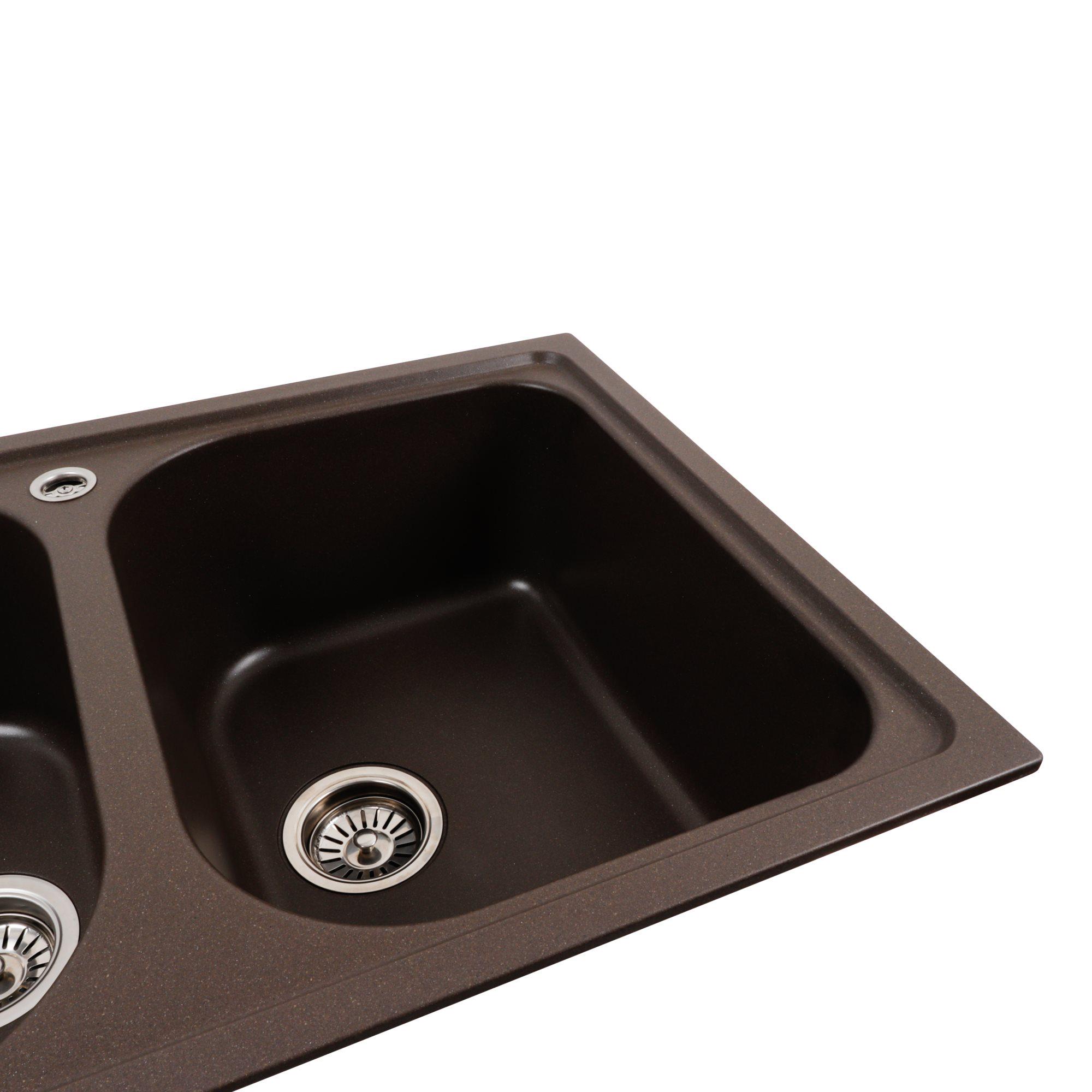 Мийка гранітна для кухні Platinum 7950 Equatoria матова Темна скеля - фото 3
