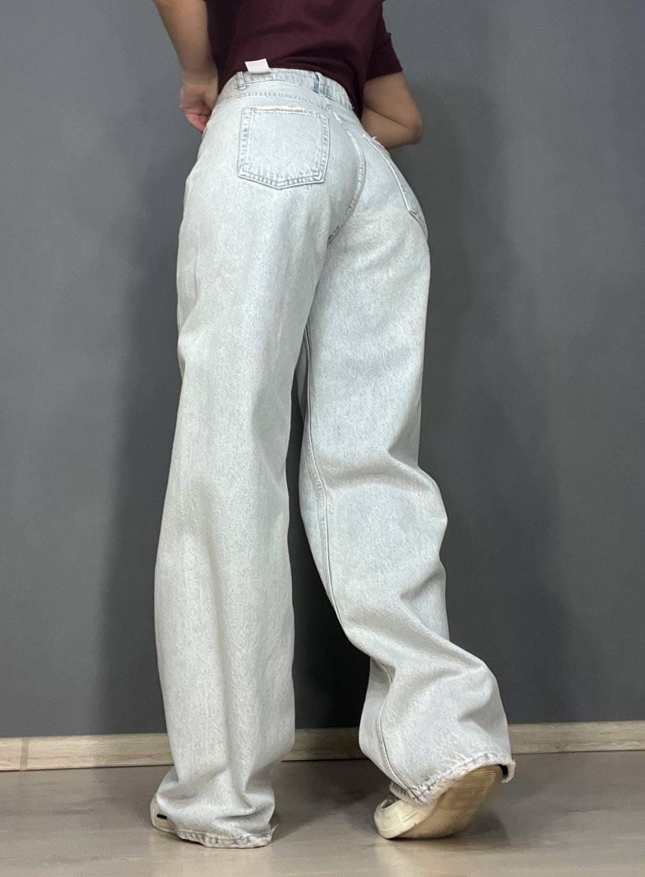 Джинсы женские Twin 1268-455 palazzo jeans широкие скошенный боковой шов палаццо высокая талия р. 36 Светло-голубой (3569) - фото 2