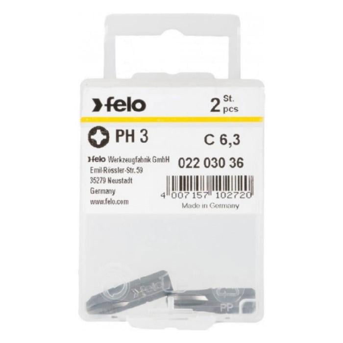 Бита Felo PH3х25 мм 1/4" С 6,3 Вox 2 шт. 02203036 (14250)