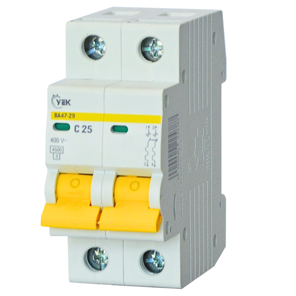 Выключатель автоматический УЕК ВА47-29 2P 25A 4,5кА C (MVA20-2-025-C-U) Выключатель автоматический УЕК ВА47-29 2P 25A 4,5кА C (MVA20-2-025-C-U)
