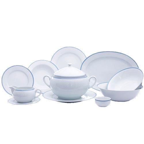 Столовый сервиз Thun Opal обводка голубая/фарфор на 6 персон 27 пр. (8013601)