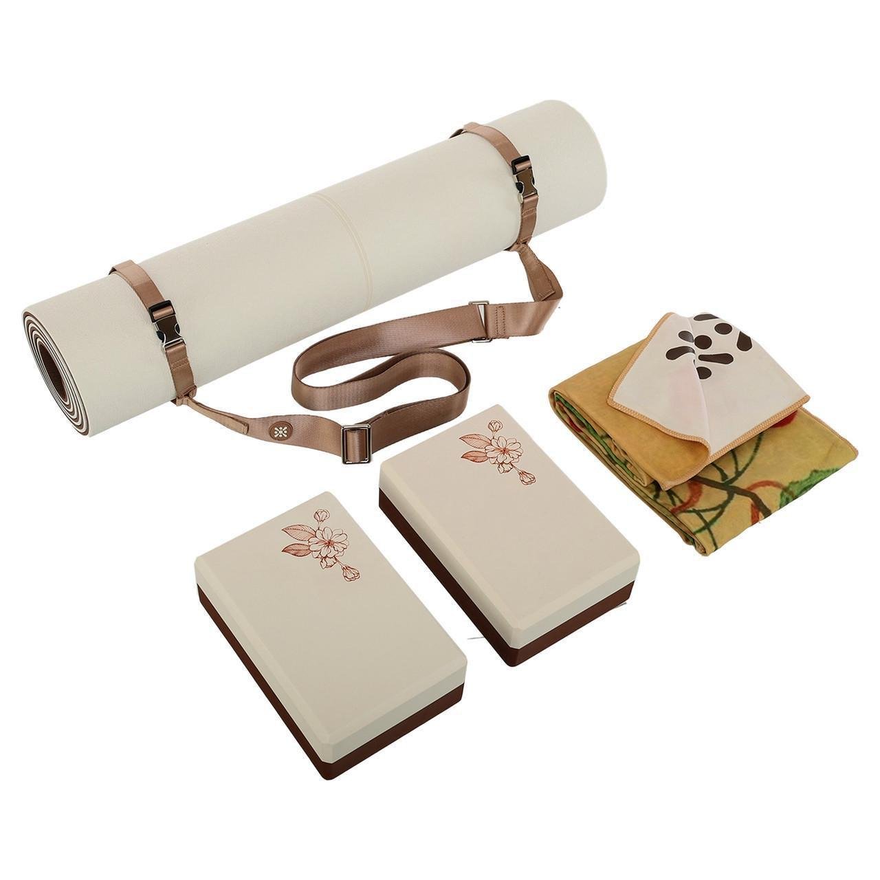 Набор для йоги BLOOM LB7101 4в1 коврик/ремень-cтяжка/2 блока для йоги/полотенце (2532856139)